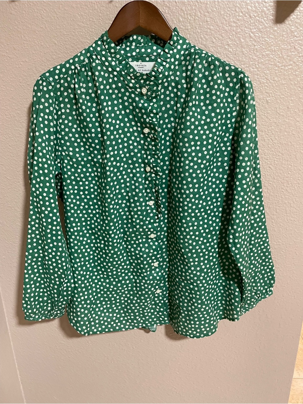 Trovata Green Polka Dot Button-Up Blouse
